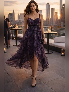 ✨ ADAM LIPPES Silk Leopard Print Asymmetrical Dress (Size 10)